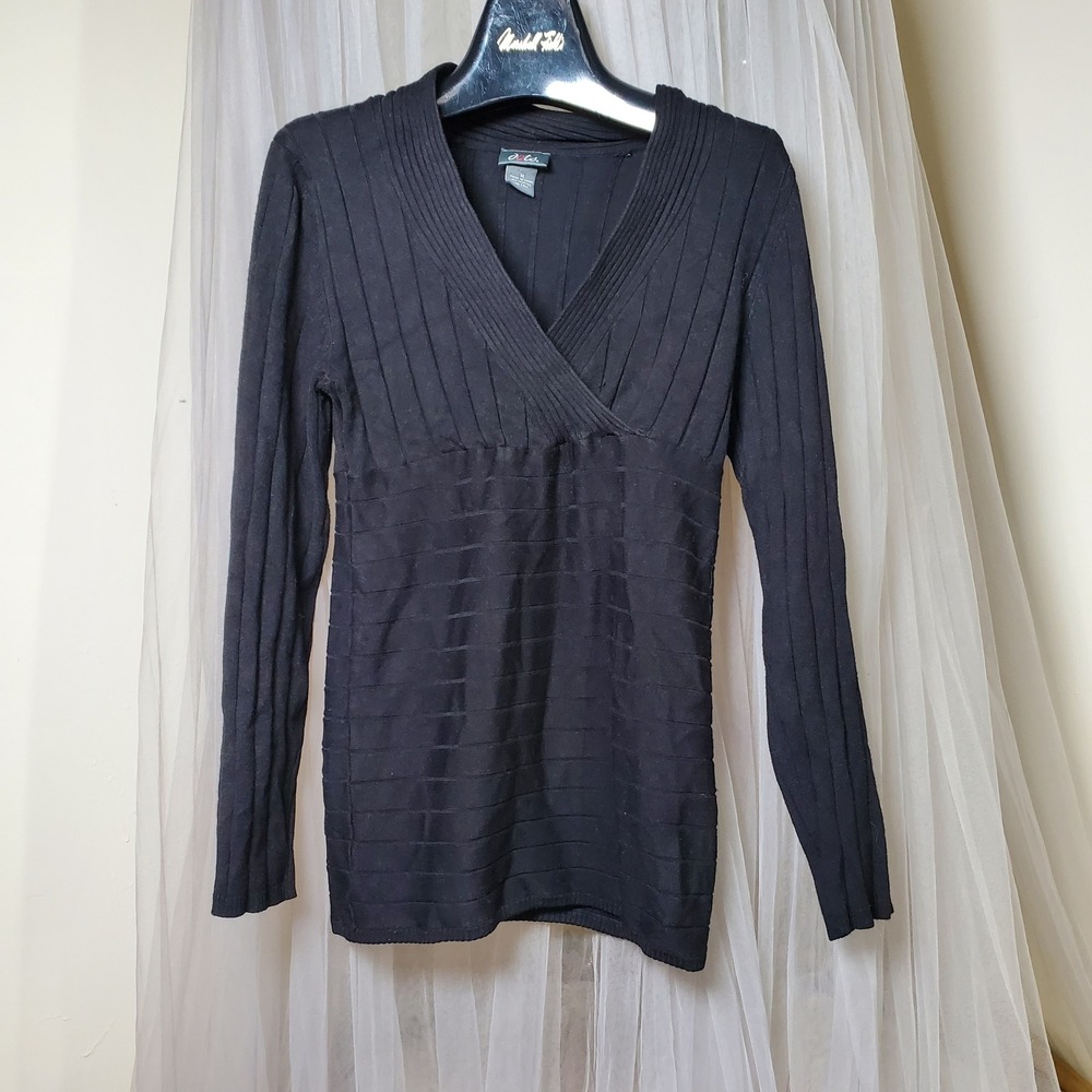Vtg Dots Whimsgoth Dark Acadamia‎ Sweater Y2K Black Casual Going Out V Neck M